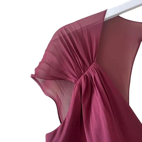 Jenny Packham Cabernet Cap Sleeve Chiffon Bridesmaid Dress Fit & Flare 12 #1654 - Picture 6 of 15